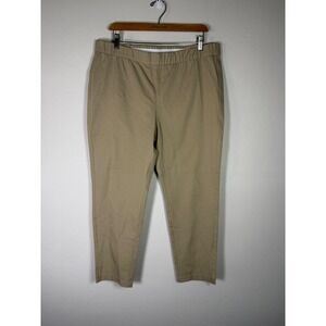 Eileen Fisher Khaki Organic Cotton Ankle Pants Large New